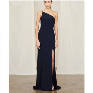AMSALE Sloan One Shoulder Maxi Dress Black 4